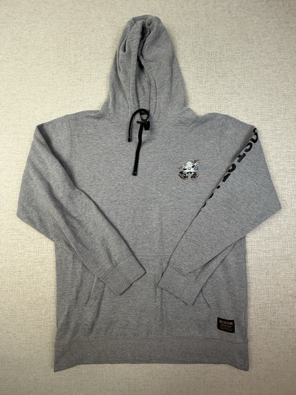 Burton Men’s Large Durable Goods Gray Pullover Hoodie Snowboard Logo